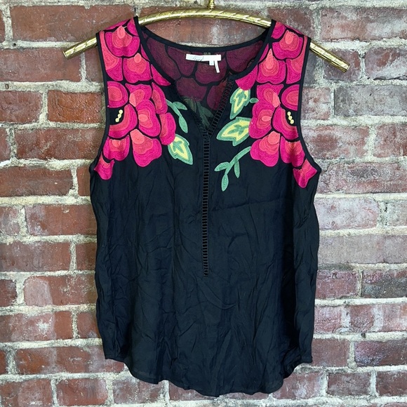 Anthropologie Floreat Floral chain stitch Embroidered Blouse women’s size small - Picture 2 of 7
